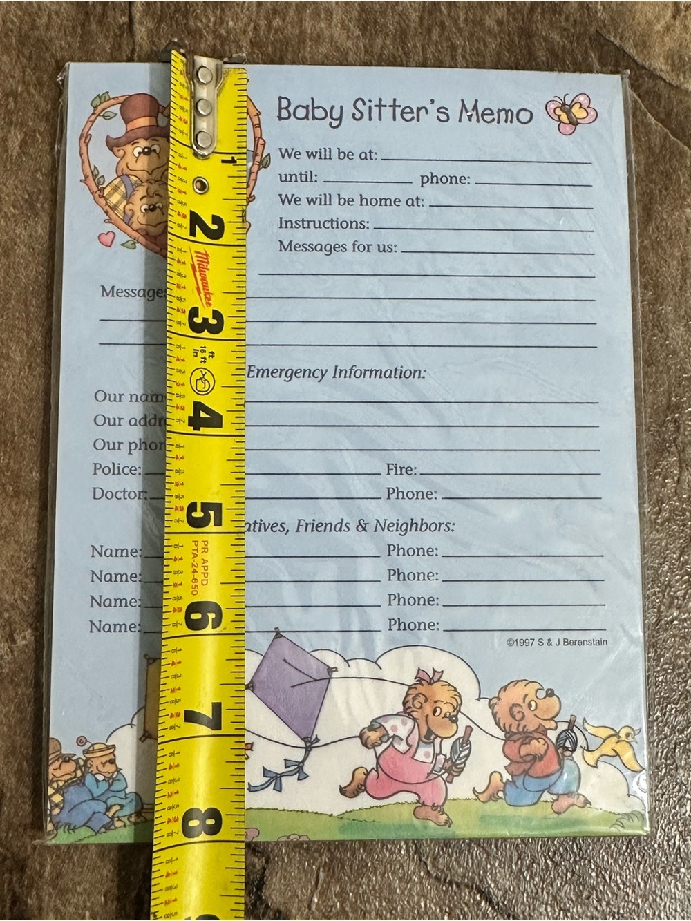 Vintage 1997 Berenstain Bears Magnetic Babysitter Memo Pad NWT - Picture 3 of 5